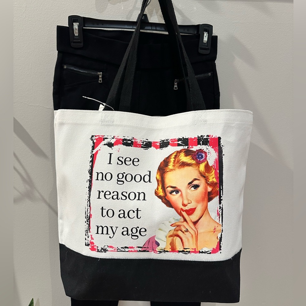 Canvas Black and White Tote New!